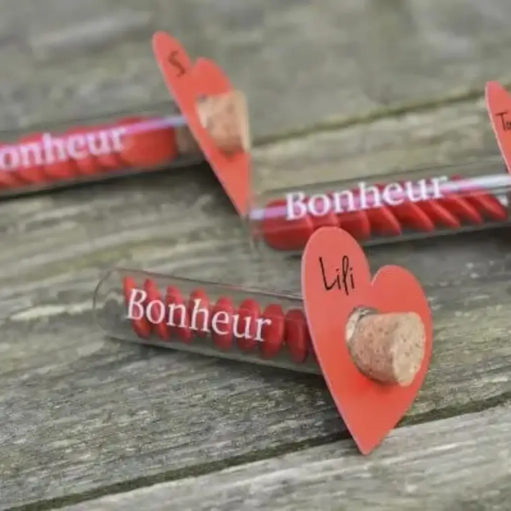 Glazen flacon "Bonheur" - ø 2,2 x 10 cm (set van 48)