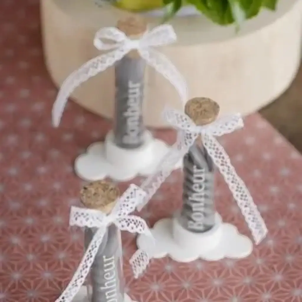 Glazen flacon "Bonheur" - ø 2,2 x 10 cm (set van 48)