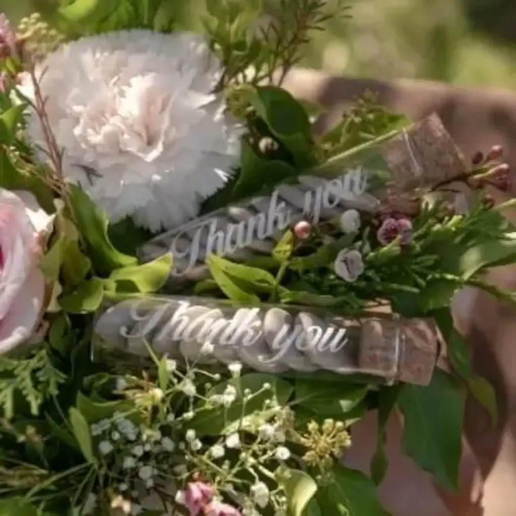 Glazen flacon "Thank You" - ø 2.2x10cm (set van 48)