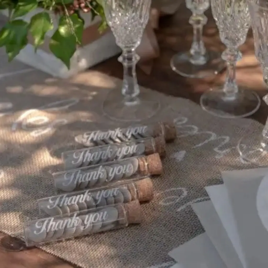 Glazen flacon "Thank You" - ø 2.2x10cm (set van 48)