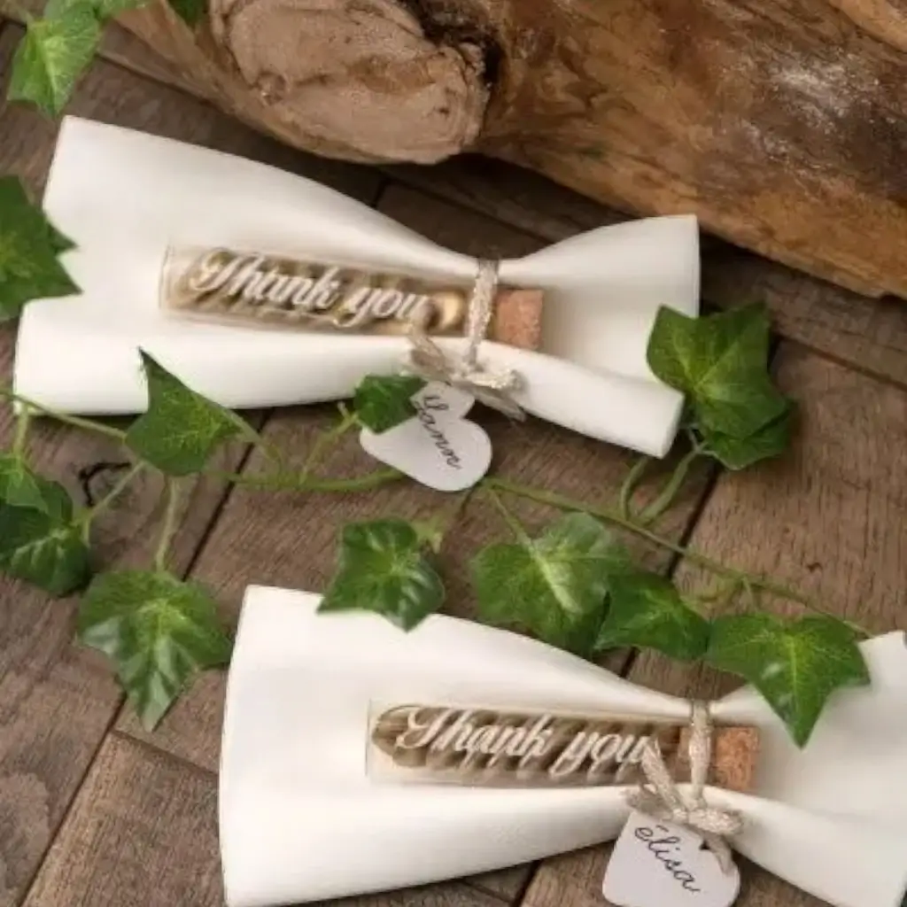 Glazen flacon "Thank You" - ø 2.2x10cm (set van 48)