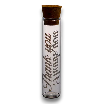 Glazen flacon Thank You - ø 2.2x10cm (set van 48)