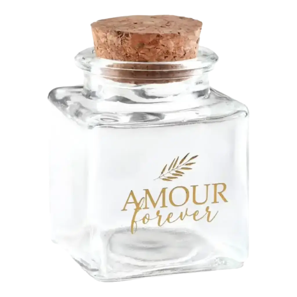 Vierkante glazen pot "Amour Forever" - 4x4x6cm