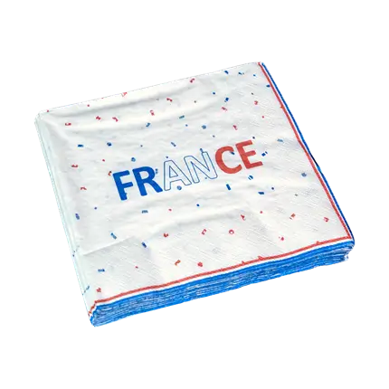 SET VAN 16 SERVETTEN - ALLEZ LA FRANCE - BLAUW WIT ROOD 33CM
