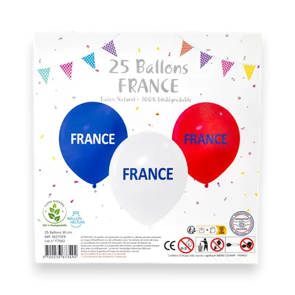 SET VAN 25 BALLONNEN - BLAUW WIT ROOD - FRANKRIJK - 30CM