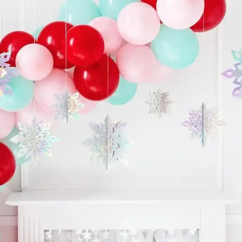 Set van 6 Snowflake hanglampen - Kerst - ø15/20/25cm