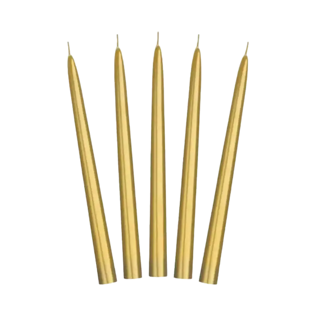 10 taps toelopende kaarsen in metallic goud - 24 cm