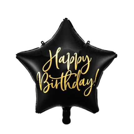 Star Mylar Ballon - Happy Birthday - Zwart en Goud 40 cm