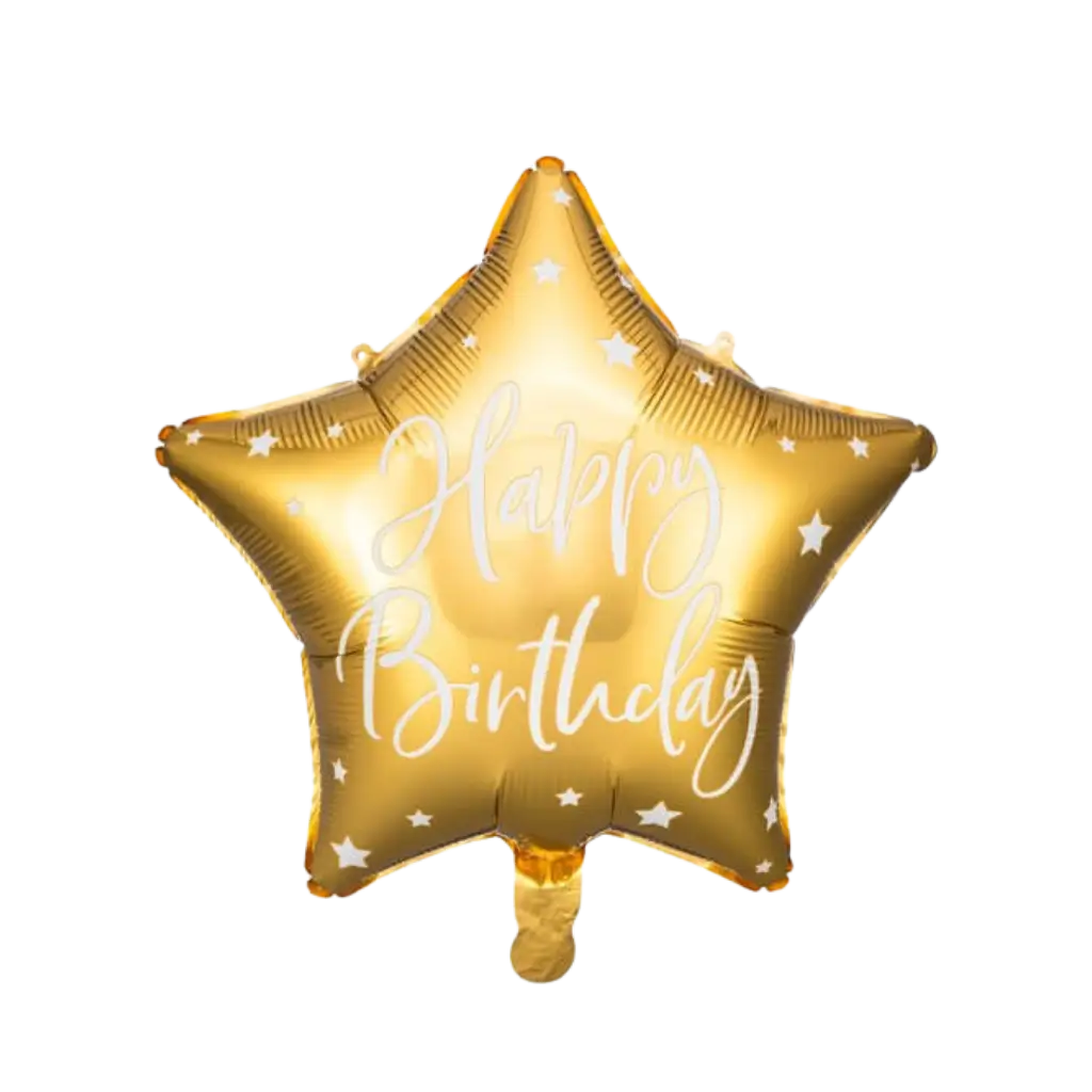 Star Mylar Ballon - Happy Birthday - Goud & Wit - 40cm