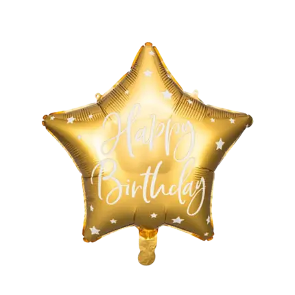 Star Mylar Ballon - Happy Birthday - Goud & Wit - 40cm