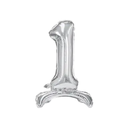 Nummer 1 verjaardagsballon + Zilveren Standaard 70cm
