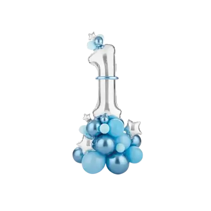 Gigantisch Ballonboeket - Nummer 1 Blauw - 90x140cm