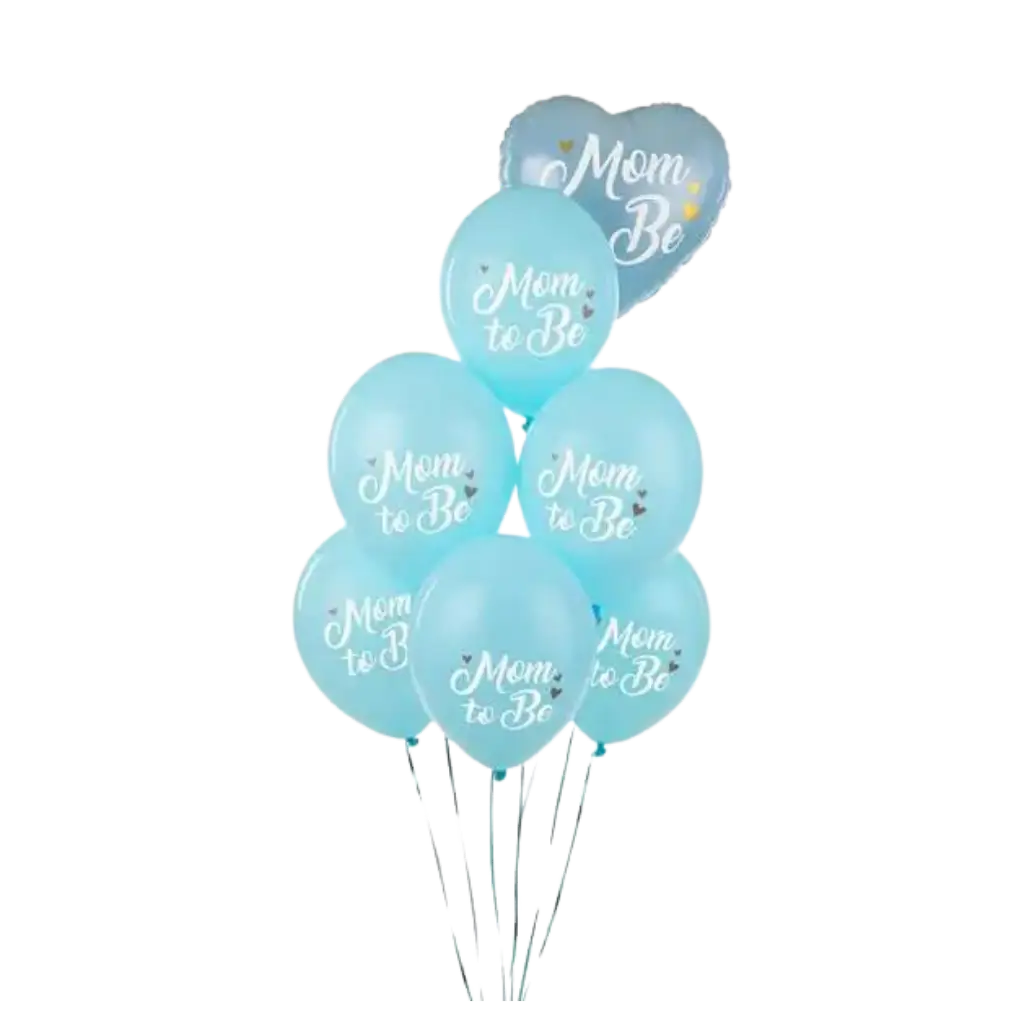 Set van 6 Blauwe "Mum To Be" Ballonnen - 30cm