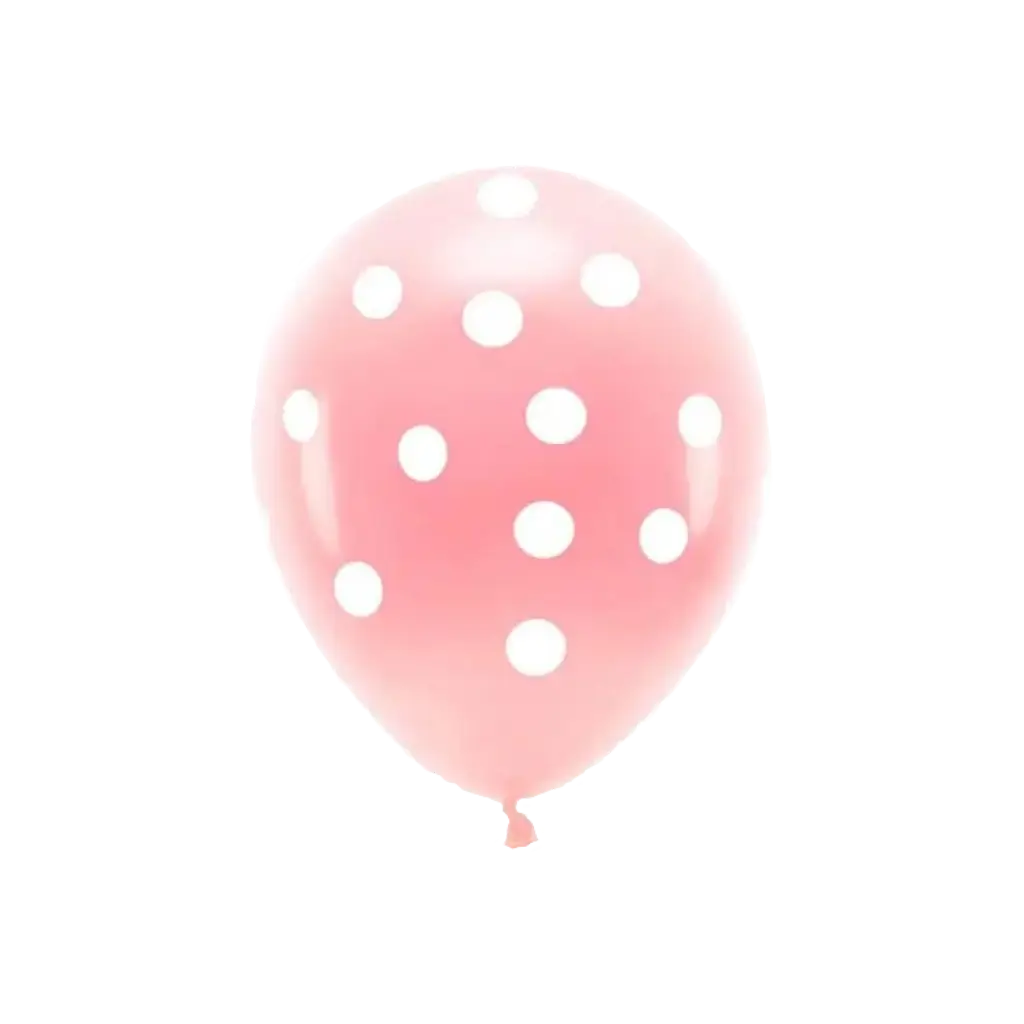 Set van 6 Ballonnen - Roze met Witte Stippen - 100% BIOLOGISCH AFBREEKBAAR