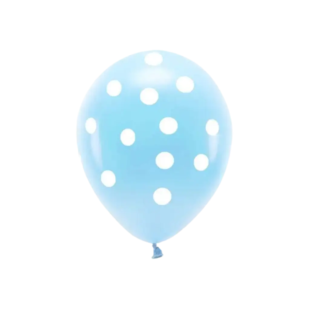 Set van 6 Ballonnen - Blauw met Witte Stippen - 100% BIOLOGISCH AFBREEKBAAR