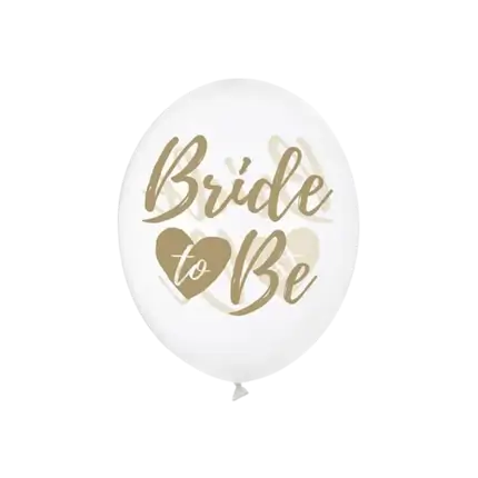 6 transparante ballonnen met opschrift BRIDE TO BE Gold