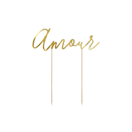 Taarttopper Love, goud, 22,5cm