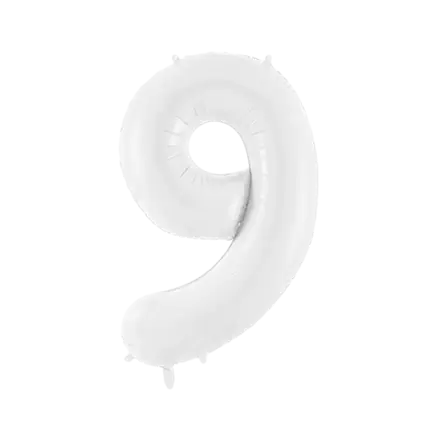 Verjaardagsballon nummer 9 wit 86 cm