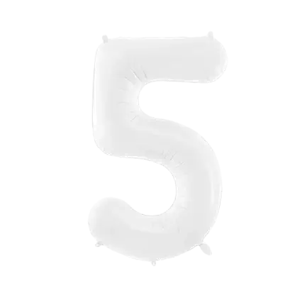 Verjaardagsballon nummer 5 wit 86 cm