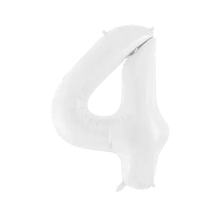 Verjaardagsballon nummer 4 wit 86 cm