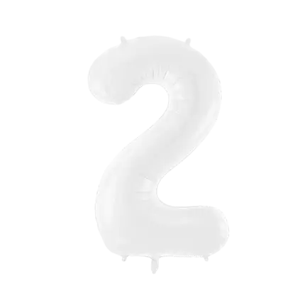 Verjaardagsballon nummer 2 wit 86 cm