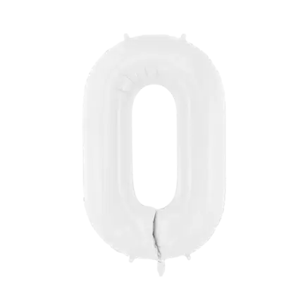 Verjaardagsballon nummer 0 Wit 86 cm