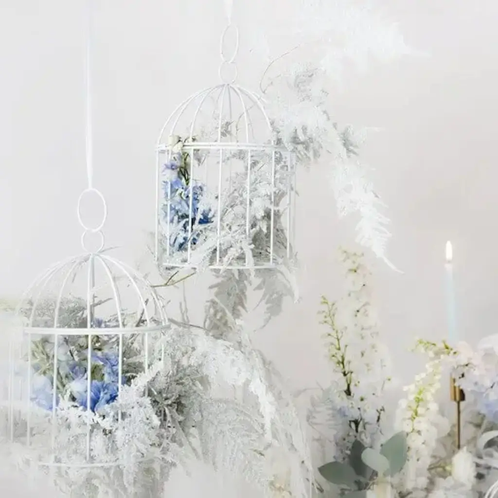 Witte decoratieve vogelkooi - 24cm