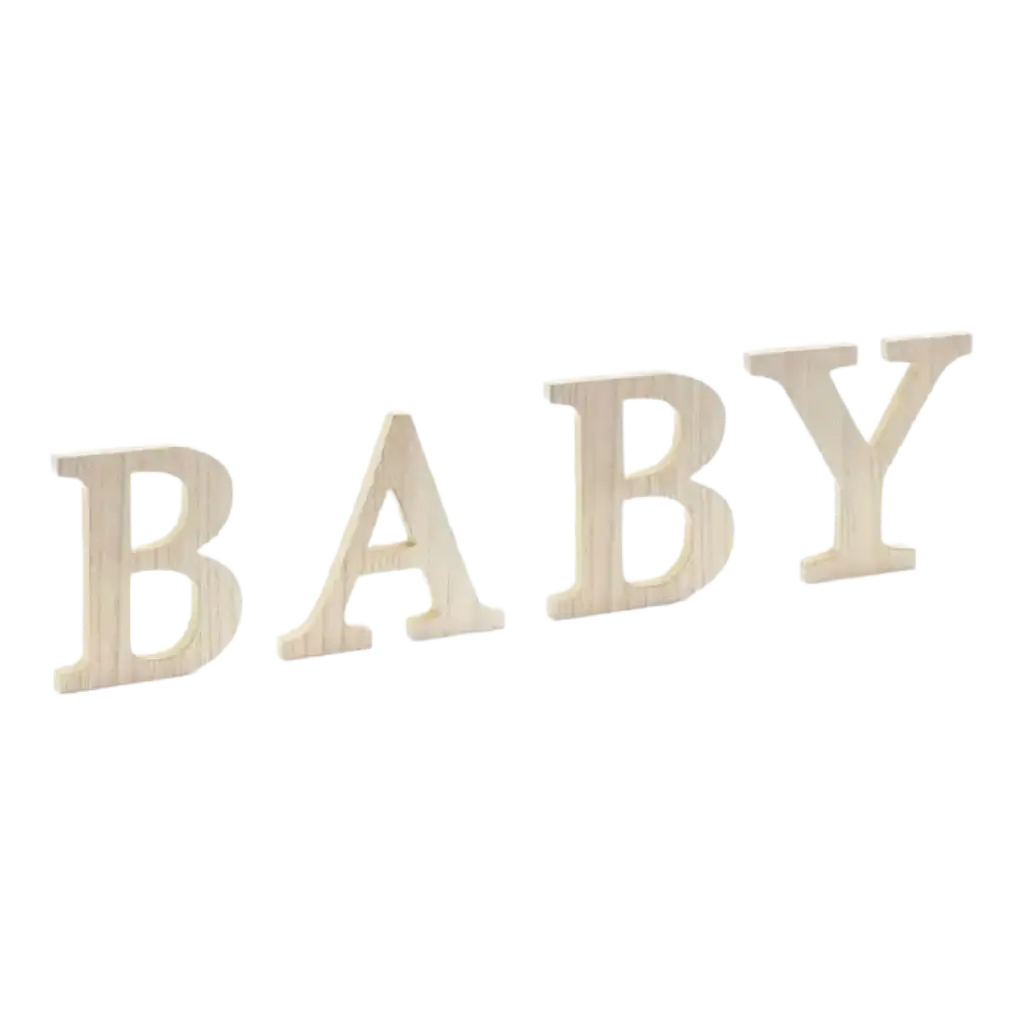 Houten paneel met opschrift "BABY" - 16,5 tot 21,5x19,5cm