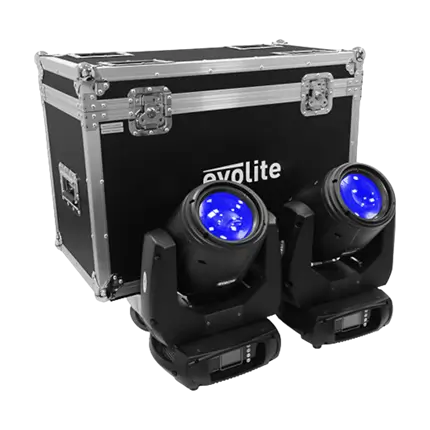 Set van 2 moving head lieren met flightcase Moving Beam 7RSET