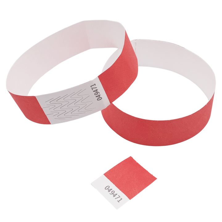 Papieren rode Tyvek®-polsband zonder markering