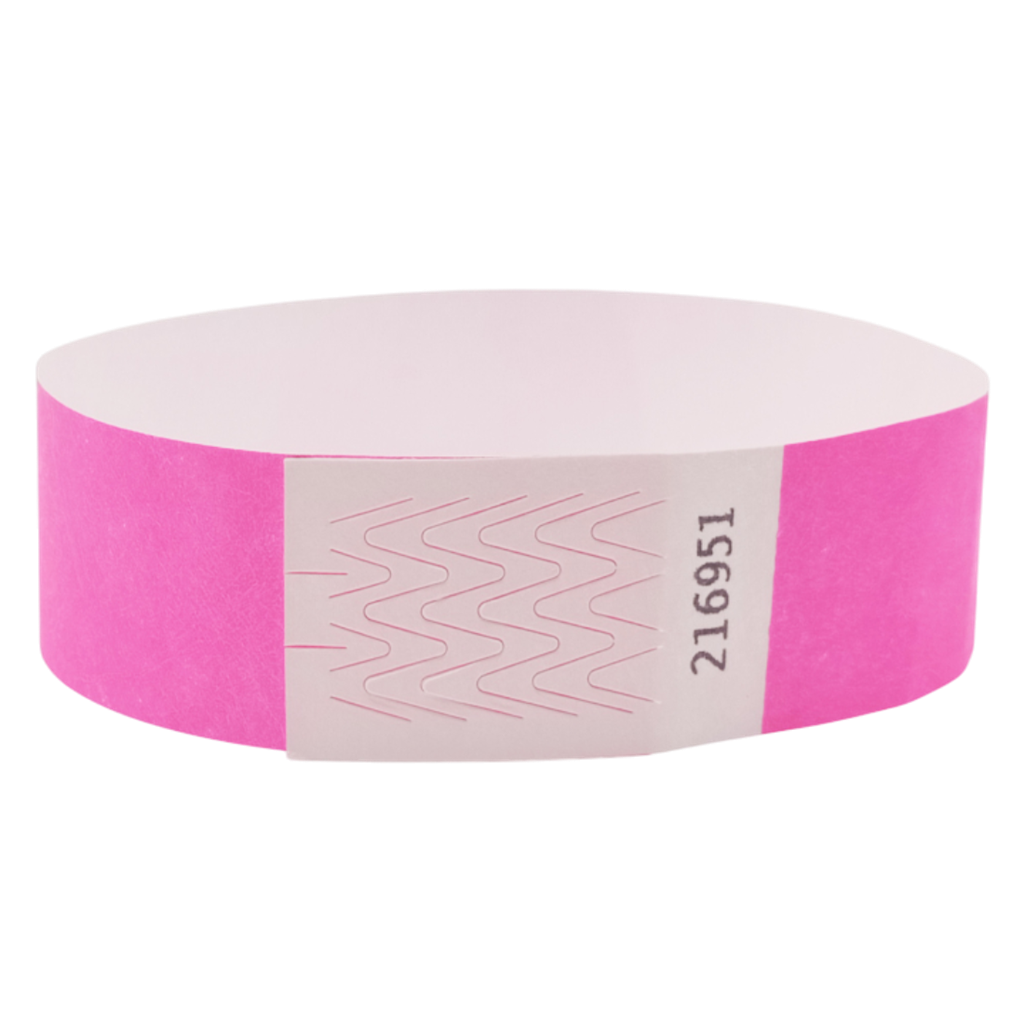 Neonroze papieren Tyvek®-polsband zonder markering