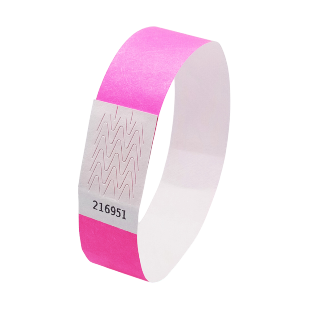 Neonroze papieren Tyvek®-polsband zonder markering