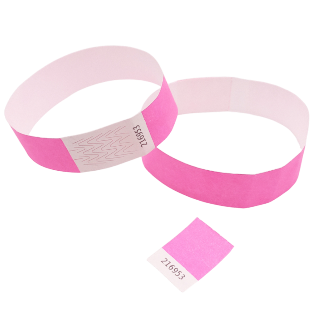 Neonroze papieren Tyvek®-polsband zonder markering