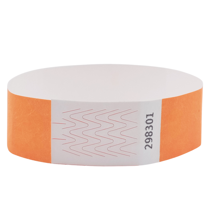 Tyvek® neonoranje papieren polsbandje zonder markering