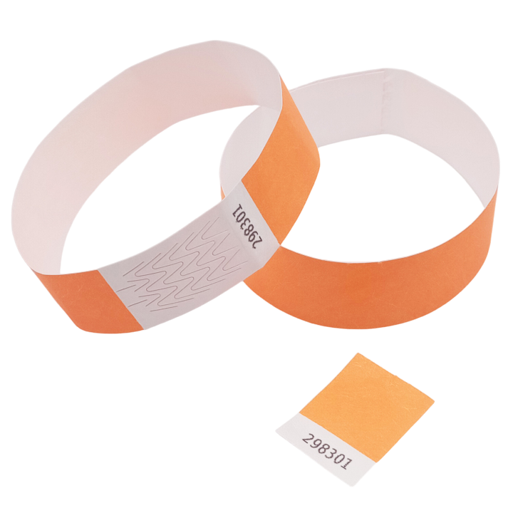 Tyvek® neonoranje papieren polsbandje zonder markering