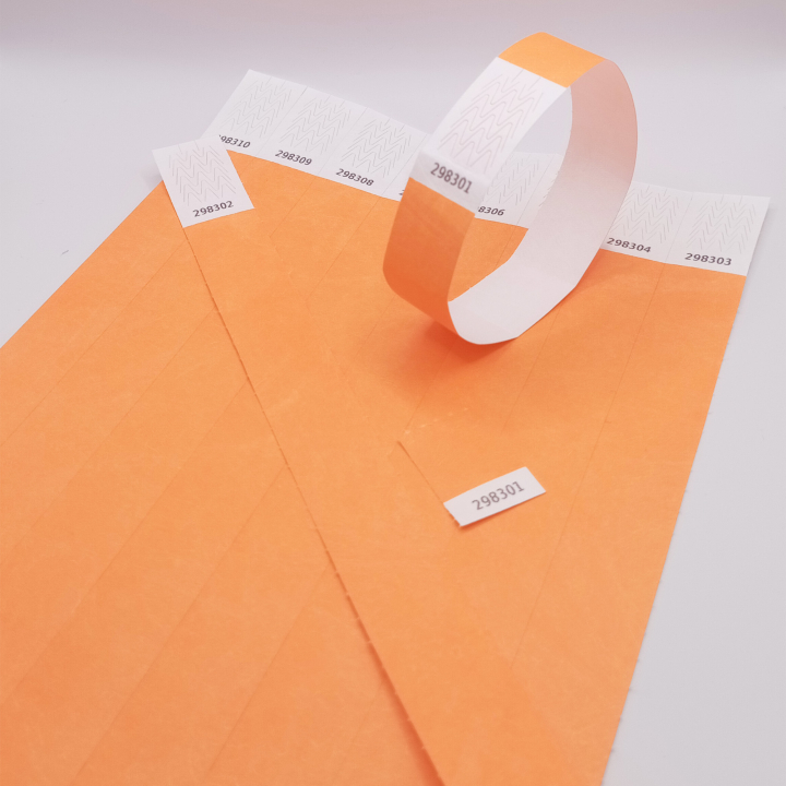 Tyvek® neonoranje papieren polsbandje zonder markering