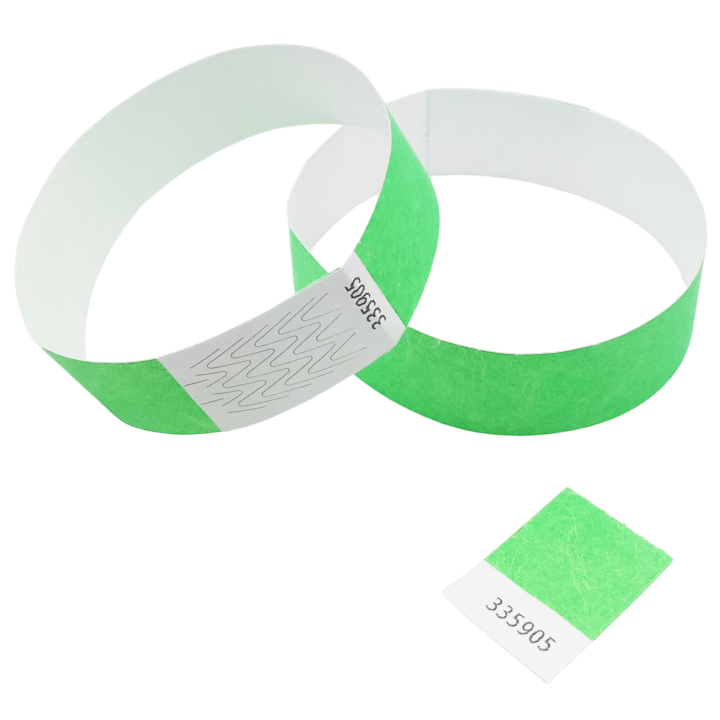 Neongroen papieren Tyvek® polsbandje zonder markering