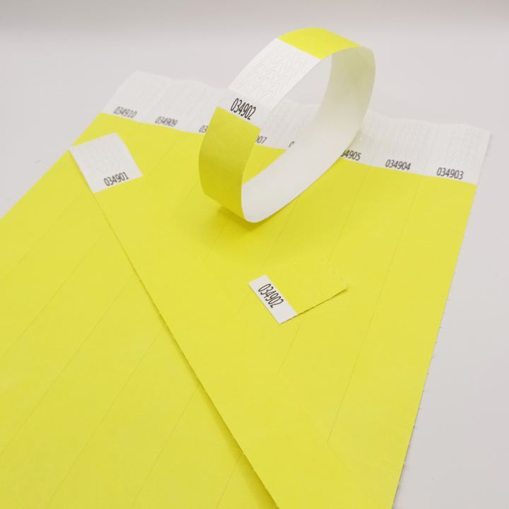 Neongeel papieren Tyvek®-polsbandje zonder markering