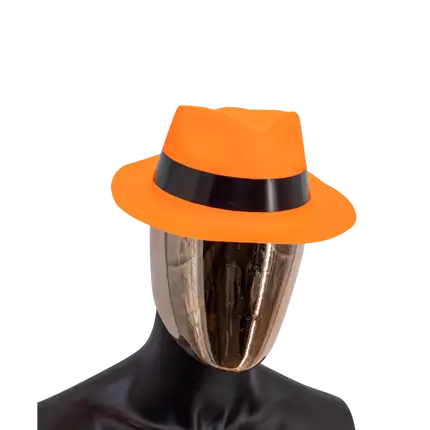 Tribly Mafioso stijl hoed neon oranje