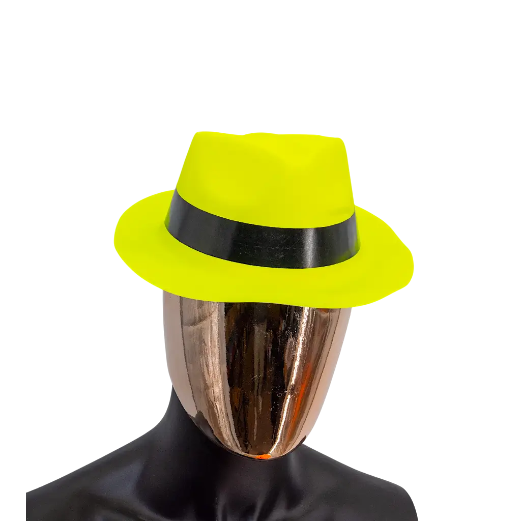 Tribly Mafioso stijl hoed neon Geel