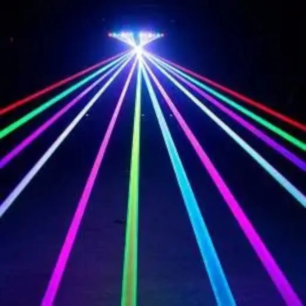 Bar met 6 Evolite RGB gemotoriseerde lasers