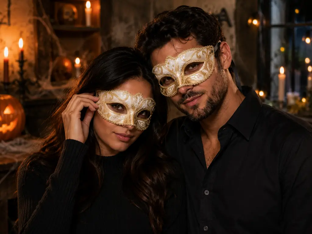 Verguld Venetiaans masker met motieven