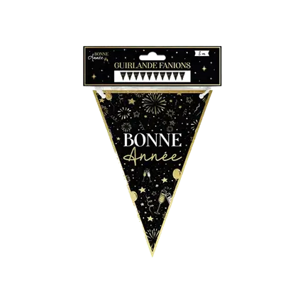 Zwart met gouden Gelukkig Nieuwjaar Festoon 3 meter