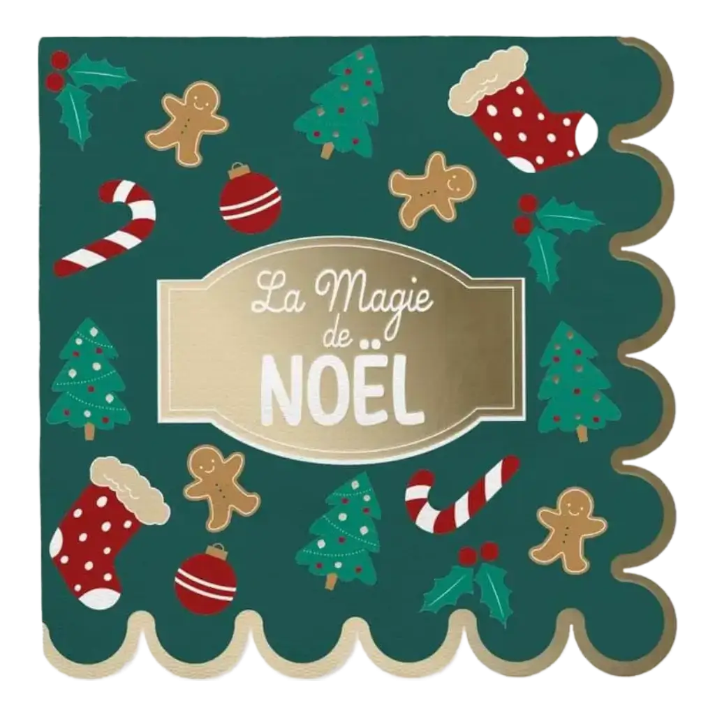 Magie van Kerstmis" Servetten met groen motief - Set van 10