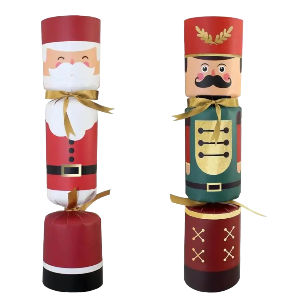 Kerstkrakers de kerstman en de notenkraker - Set van 6