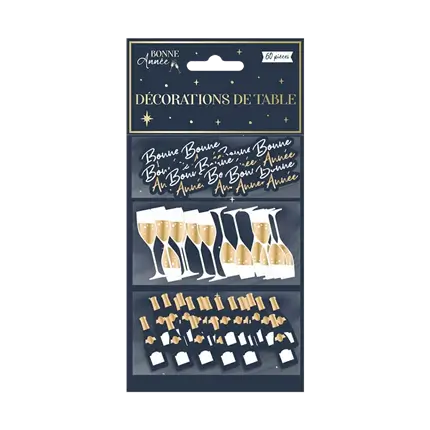 Tafeldecoratie Gelukkig Nieuwjaar marineblauw/goud - set van 60