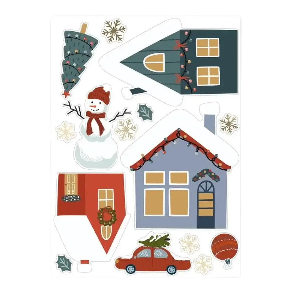 Kerst raamstickers Kerstdorp thema