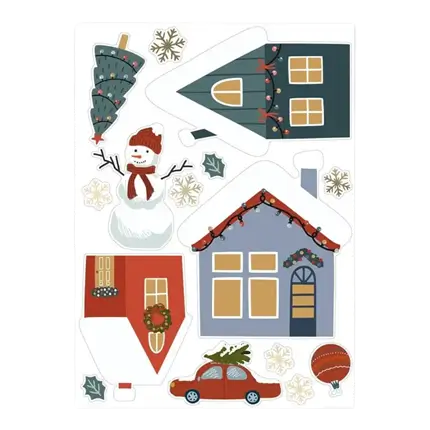 Kerst raamstickers Kerstdorp thema