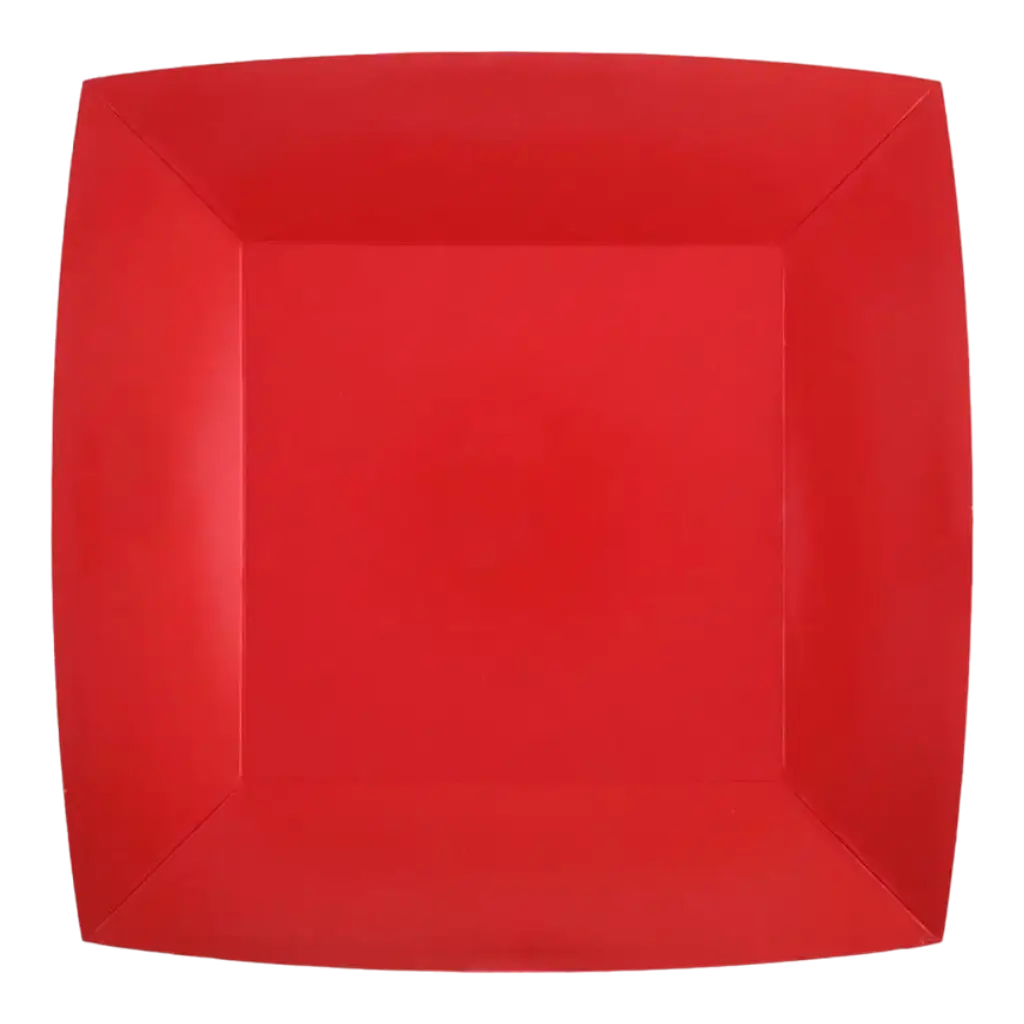 Klein vierkant rood bord 18cm - Set van 10