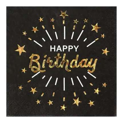 Happy Birthday Servet Zwart & Goud - Set van 10